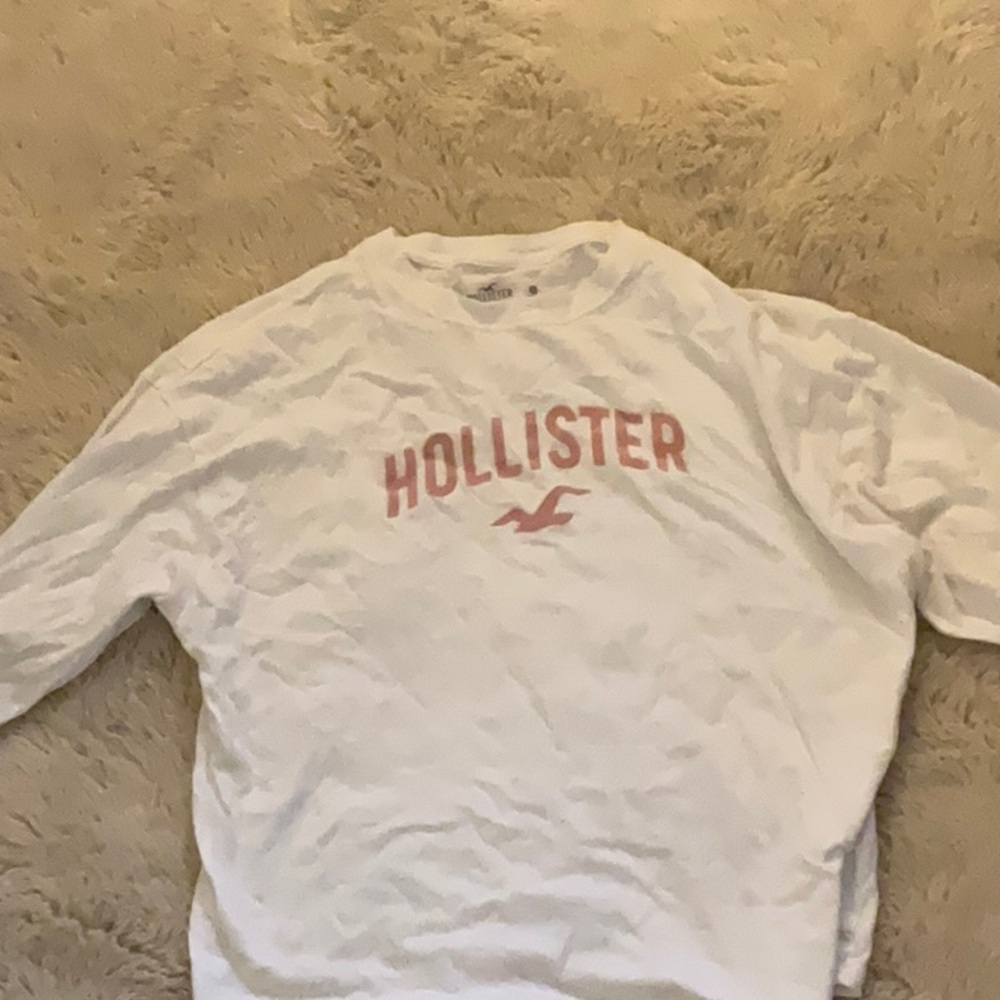 Hollister White Tee with Pink Logo